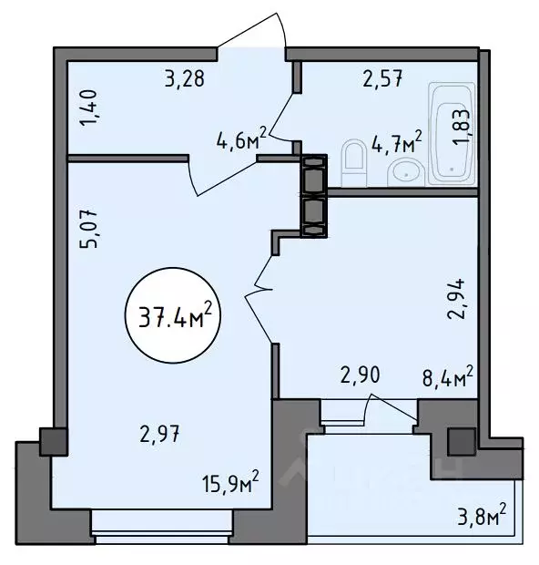 1-к кв. Хакасия, Абакан Советская ул., 123 (37.4 м) - Фото 1