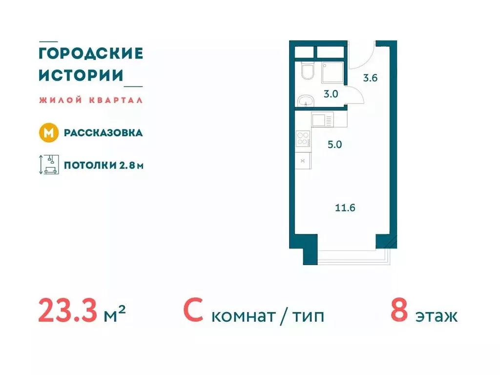 Студия Москва Городские Истории жилой комплекс (23.26 м) - Фото 0