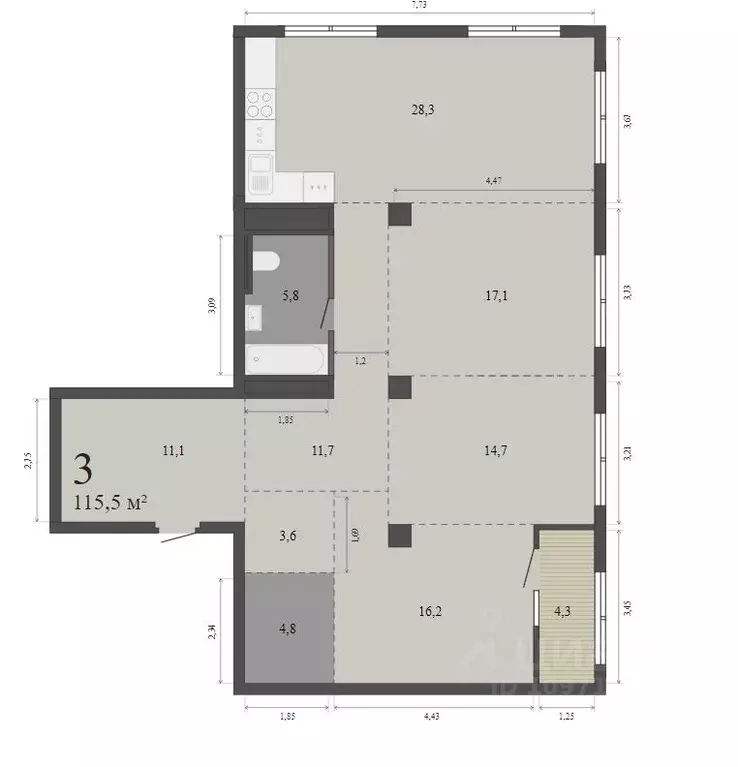 3-к кв. Свердловская область, Екатеринбург ул. Попова, 18 (115.5 м) - Фото 0
