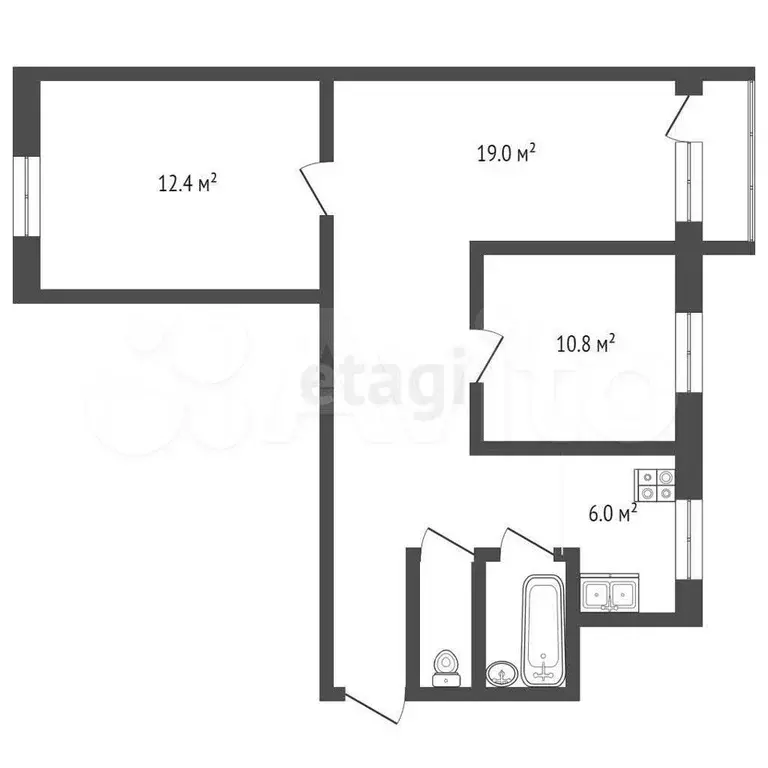 3-к. квартира, 58 м, 3/5 эт. - Фото 1