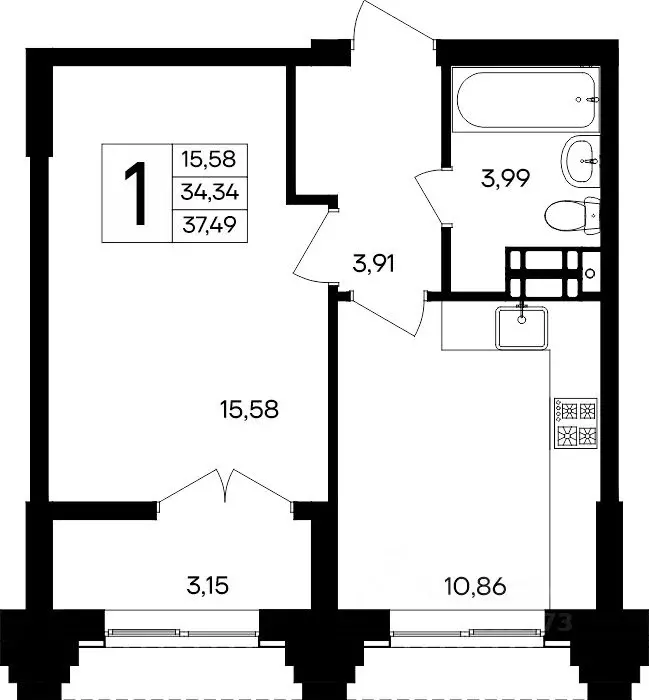 1-к кв. Севастополь Балаклавский муниципальный округ, Семисчастье ... - Фото 1