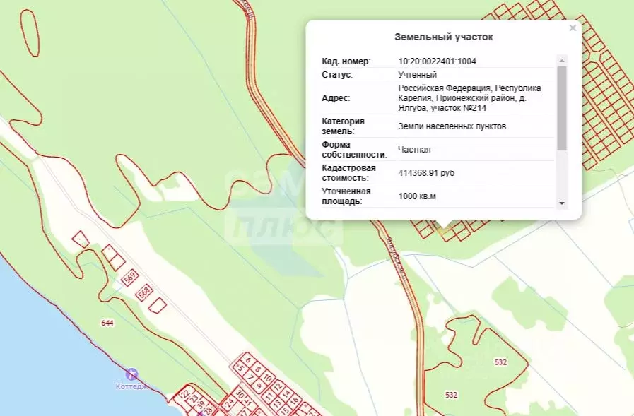 Участок в Карелия, Прионежский район, Заозерское с/пос, д. Ялгуба  ... - Фото 1
