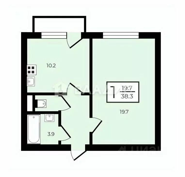 1-к кв. Москва Старобитцевская ул., 17К3 (38.8 м) - Фото 2