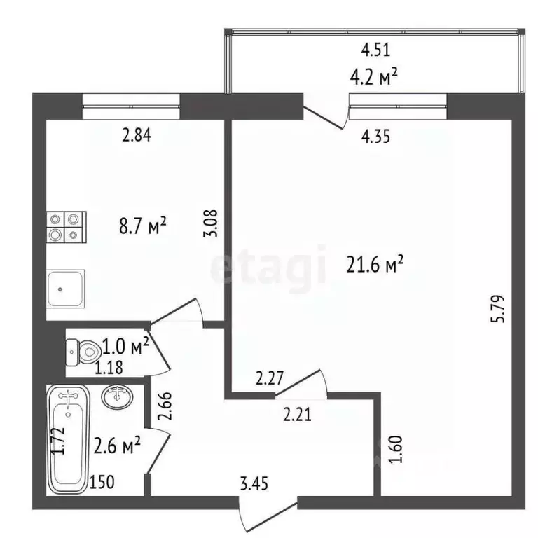 1-к кв. Забайкальский край, Чита Северный мкр, 62 (41.6 м) - Фото 1