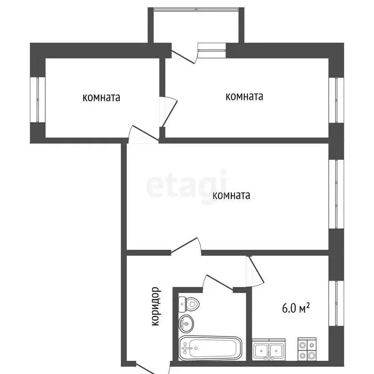 3-комнатная квартира: Балашов, улица Титова, 14 (53.4 м) - Фото 1