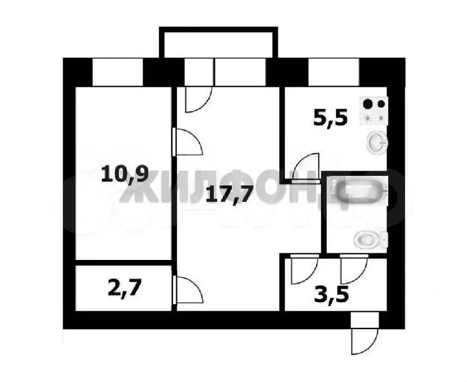 2-к. квартира, 44,8 м, 5/5 эт. - Фото 0