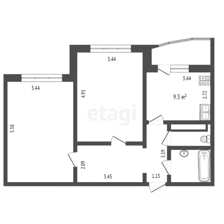 2-к кв. Тюменская область, Тюмень Широтная ул., 190к3 (62.2 м) - Фото 2