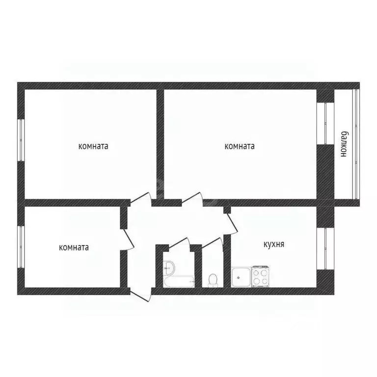 3-к кв. Курганская область, Курган ул. Перова, 20 (63.2 м) - Фото 2