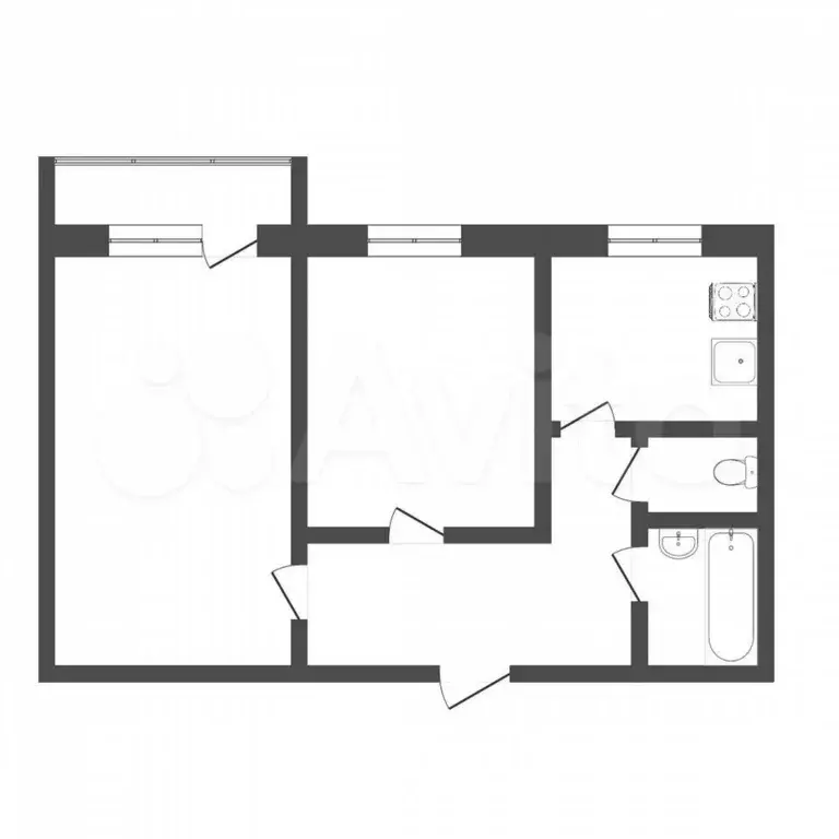 2-к. квартира, 43,8 м, 3/5 эт. - Фото 0