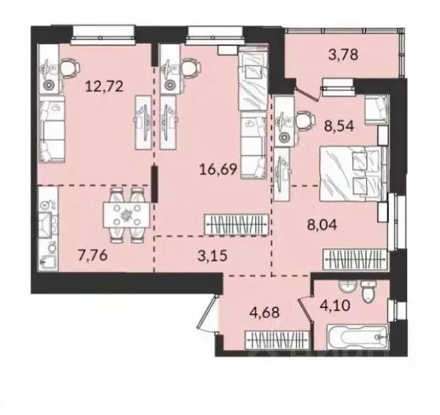 3-к кв. Иркутская область, Иркутск ул. Ивана Кочубея, 2/4 (68.81 м) - Фото 2