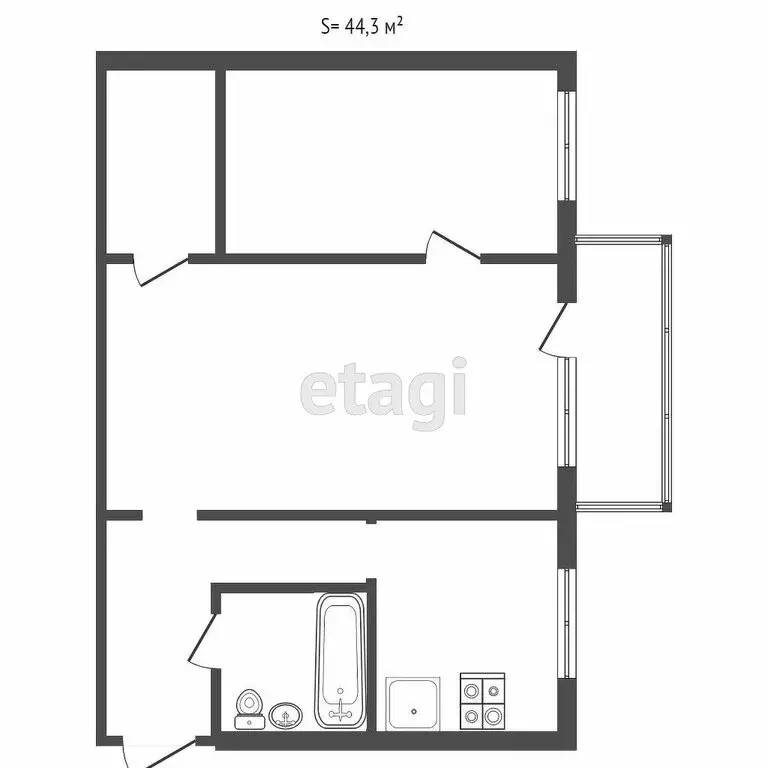 2-комнатная квартира: Тула, улица Болдина, 96 (45.4 м) - Фото 1