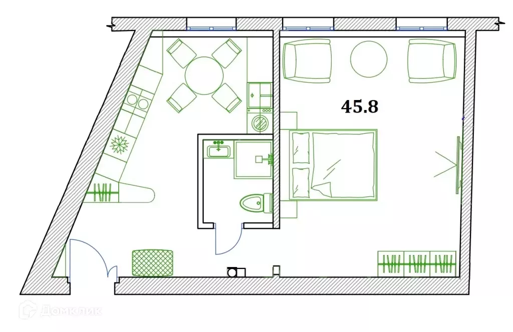 Продаётся 1-к квартира, 45.8 м - Фото 1