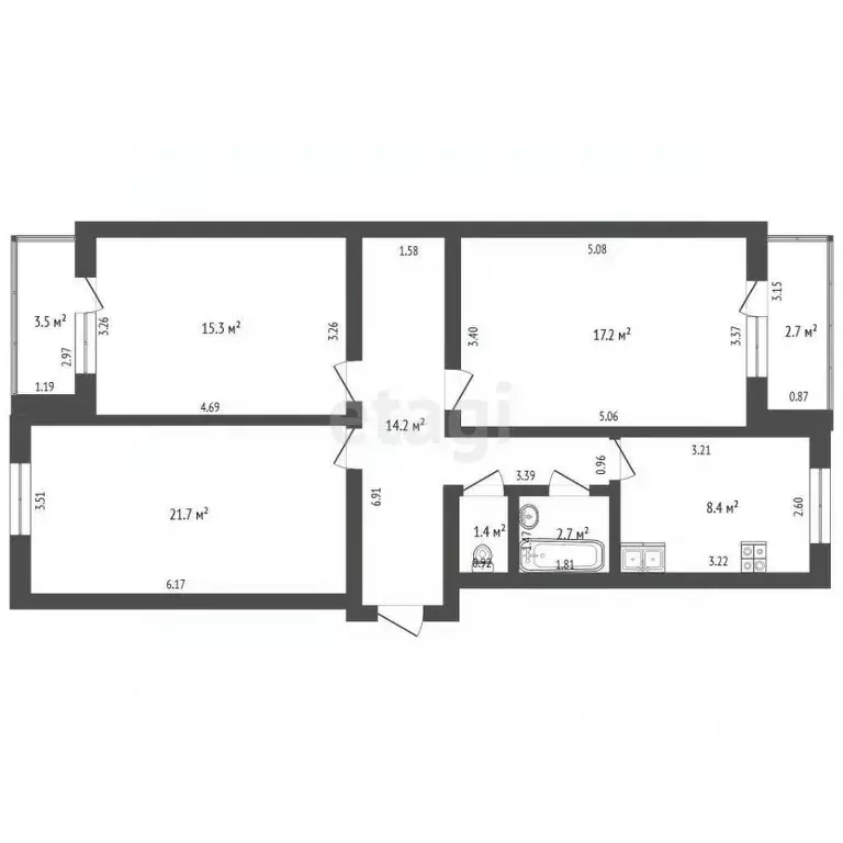 3-к кв. Башкортостан, Стерлитамак просп. Октября, 48 (80.9 м) - Фото 2