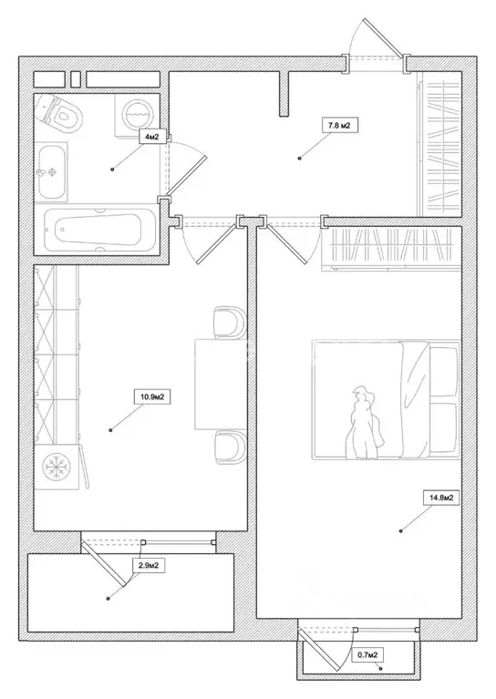 1-к кв. Московская область, Одинцовский городской округ, с. ... - Фото 2