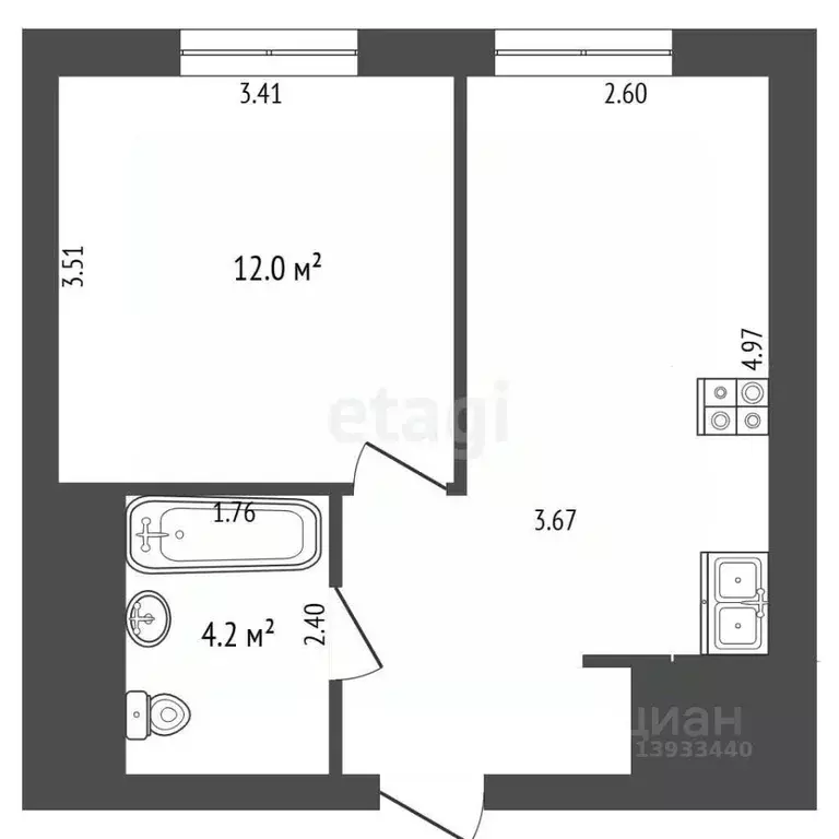 1-к кв. Тюменская область, Тюмень Новгородская ул., 20 (32.5 м) - Фото 2