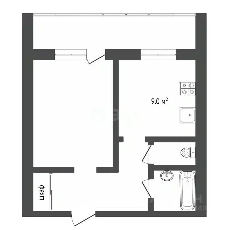 1-к кв. Тюменская область, Тюмень ул. Прокопия Артамонова, 15 (33.9 м) - Фото 2