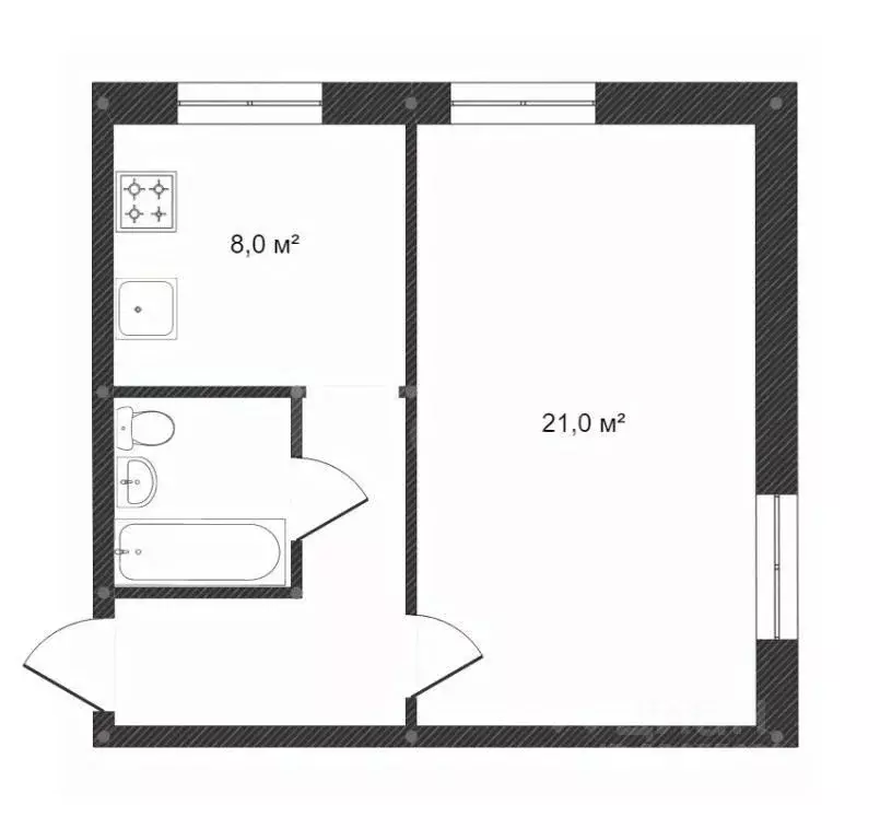 1-к кв. Костромская область, Кострома Физкультурная ул., 17 (32.0 м) - Фото 1