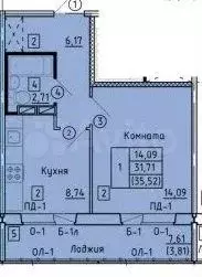 1-к. квартира, 36,1 м, 12/18 эт. - Фото 0