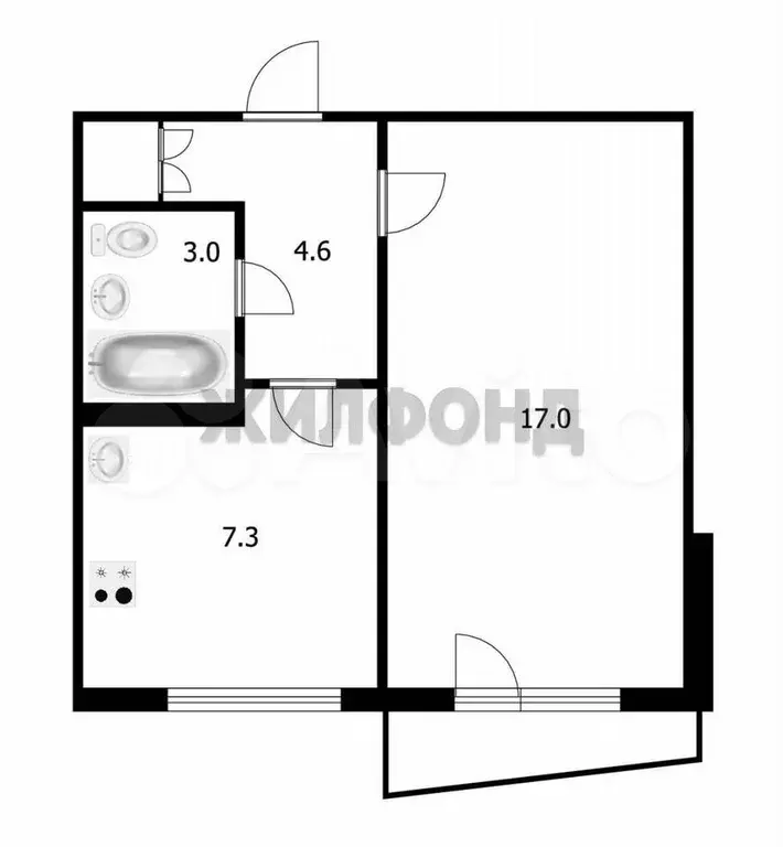 1-к. квартира, 32,7 м, 5/10 эт. - Фото 0