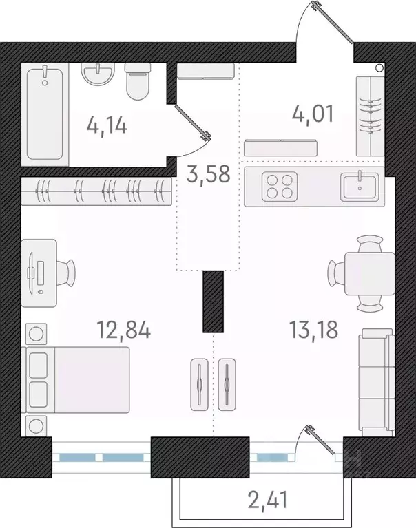 1-к кв. Новосибирская область, Новосибирск Плановая ул., 60А (37.8 м) - Фото 0