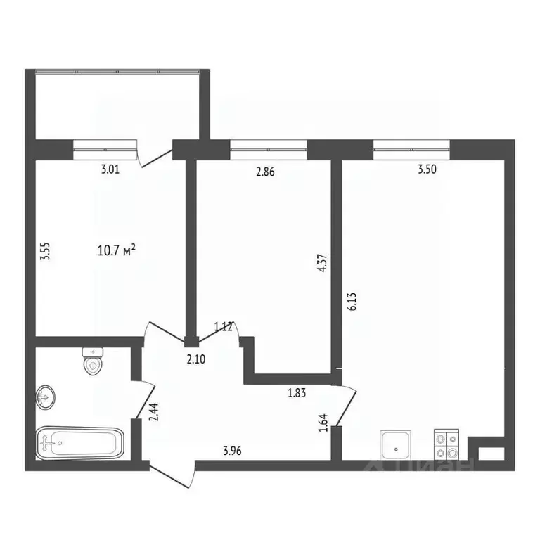 2-к кв. Тюменская область, Тюмень ул. Тимофея Чаркова, 79 (56.3 м) - Фото 2