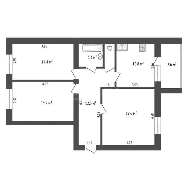 3-комнатная квартира: Тюмень, улица Червишевский Тракт, 7 (76.4 м) - Фото 1