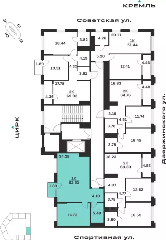 1-к кв. Тульская область, Тула ул. Болотникова, 4 (62.53 м) - Фото 2