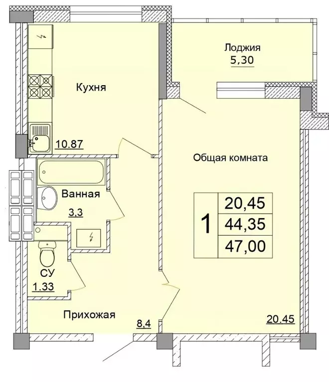 1-к кв. Белгородская область, Старый Оскол Степной мкр, 33Е (47.0 м) - Фото 1