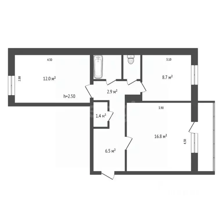 2-к кв. Красноярский край, Красноярск Краснодарская ул., 5А (52.8 м) - Фото 2