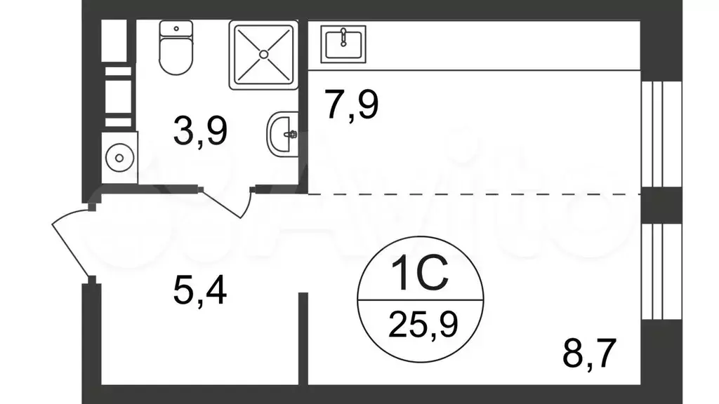 Квартира-студия, 25,9 м, 14/17 эт. - Фото 0