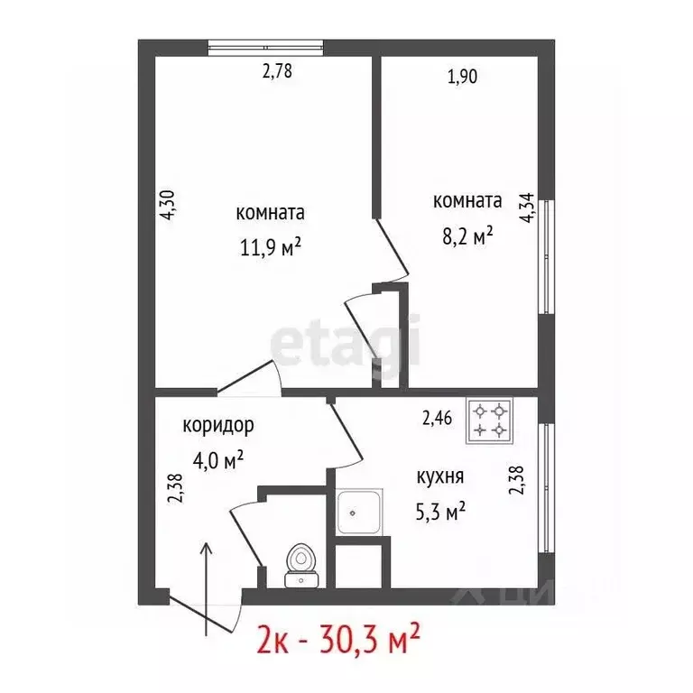 2-к кв. Свердловская область, Ирбит ул. Ленина, 5 (30.3 м) - Фото 2