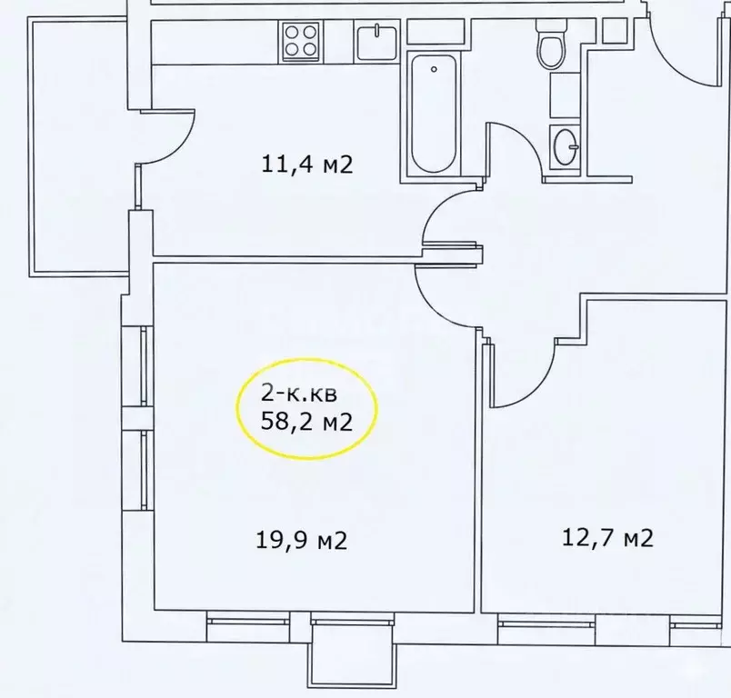 2-к кв. Москва бул. Скандинавский, 2к4 (58.2 м) - Фото 2