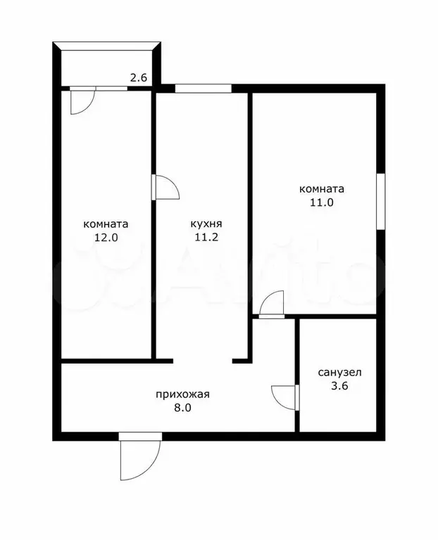 2-к. квартира, 51 м, 3/3 эт. - Фото 0