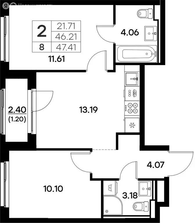 2-комнатная квартира: Владимир (47.41 м) - Фото 0