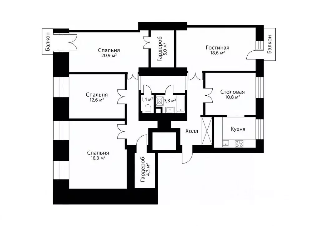 5-к кв. Москва Тверская ул., 8к1 (125.0 м) - Фото 1