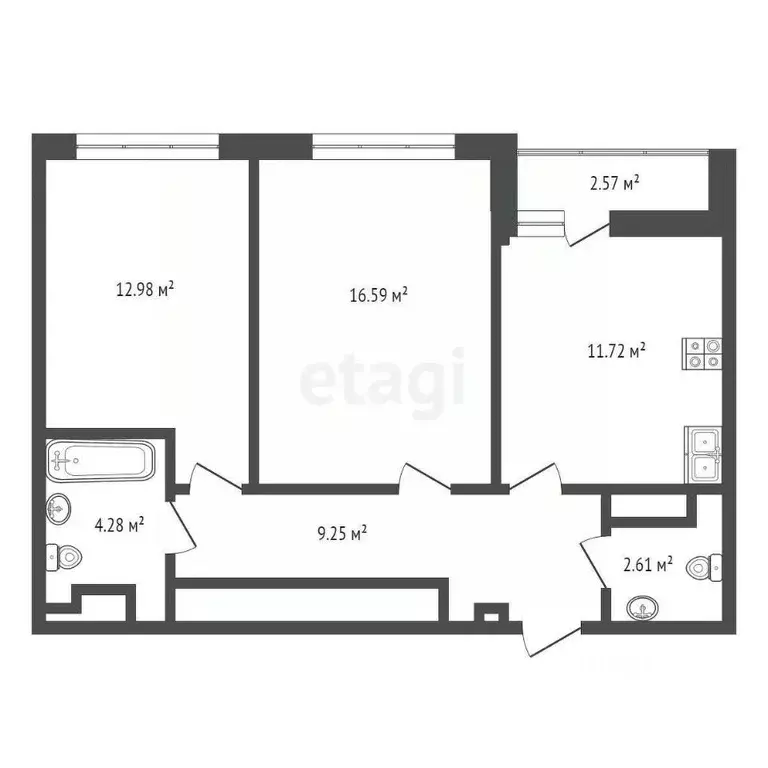 2-к кв. Тюменская область, Тюмень ул. Газовиков, 71 (56.0 м) - Фото 0