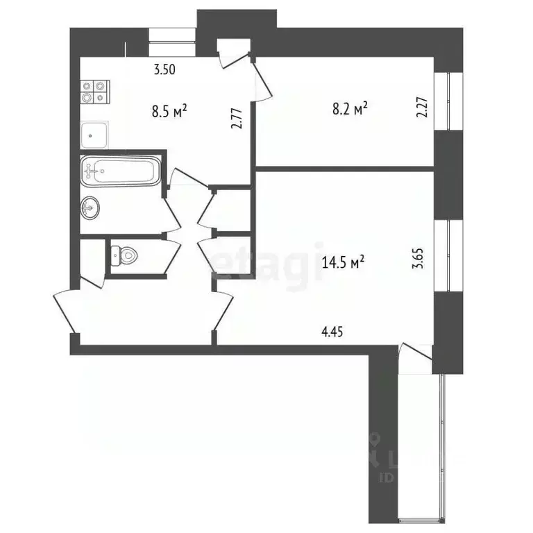 2-к кв. Ярославская область, Рыбинск ул. Моисеенко, 11 (42.0 м) - Фото 1