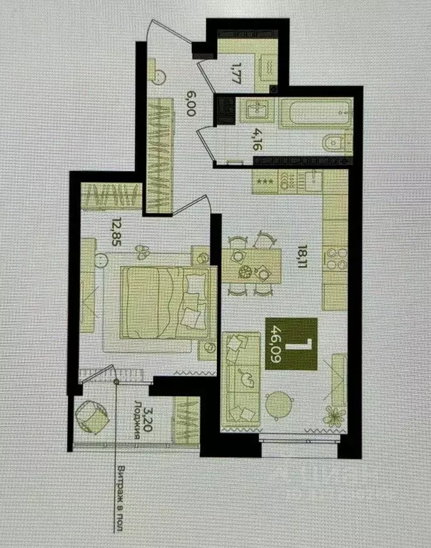 1-к кв. Свердловская область, Екатеринбург ул. Викулова, 41Б (46.14 м) - Фото 1