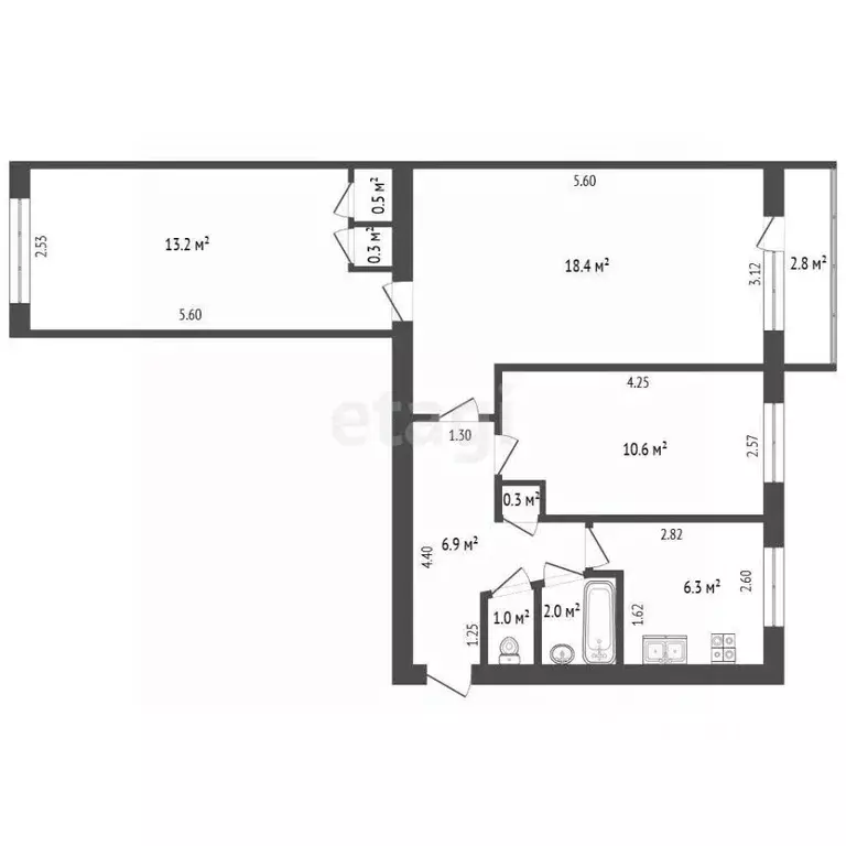 3-к кв. Ростовская область, Ростов-на-Дону ул. Гаккеля, 3/3 (60.3 м) - Фото 1