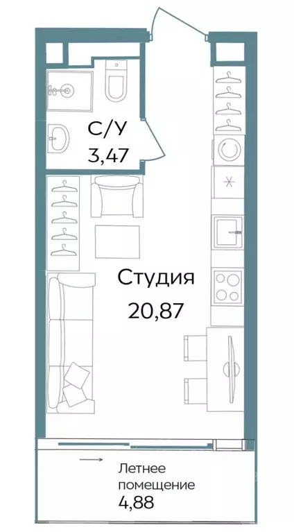 Студия Крым, Саки ул. Морская (29.22 м) - Фото 0