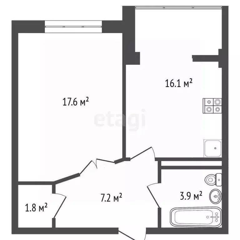 1-к кв. Крым, Евпатория просп. Победы (46.6 м) - Фото 2
