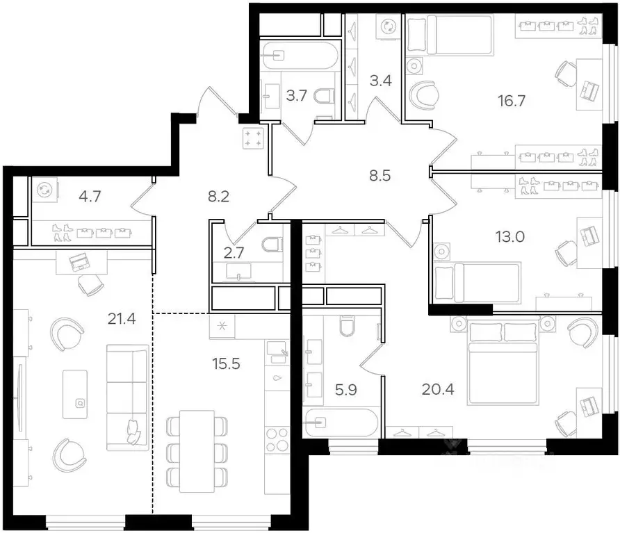 4-к кв. Москва Щукинская ул., 3 (126.0 м) - Фото 1