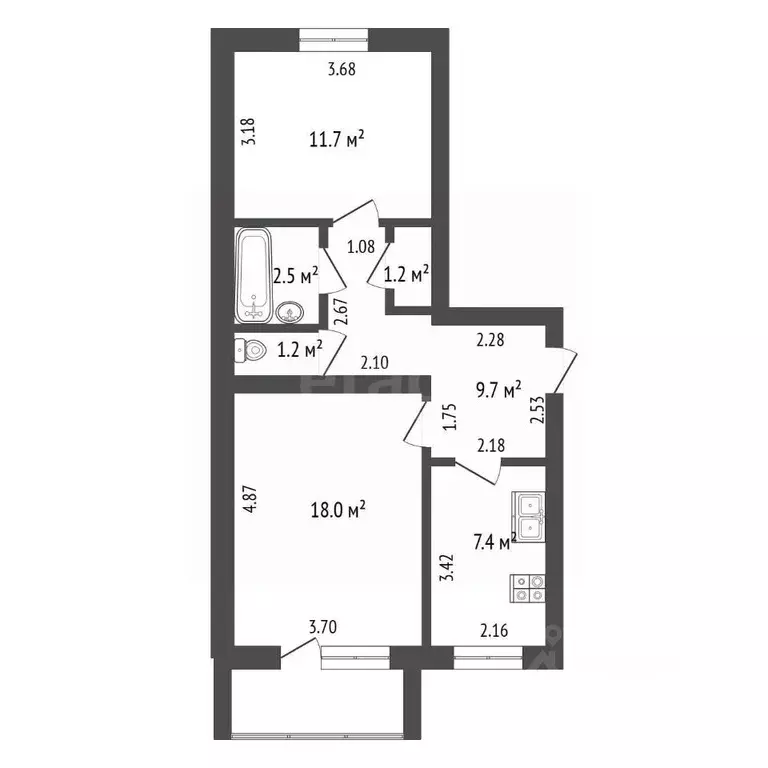 2-к кв. Архангельская область, Котлас ул. Кузнецова, 5В (51.7 м) - Фото 2