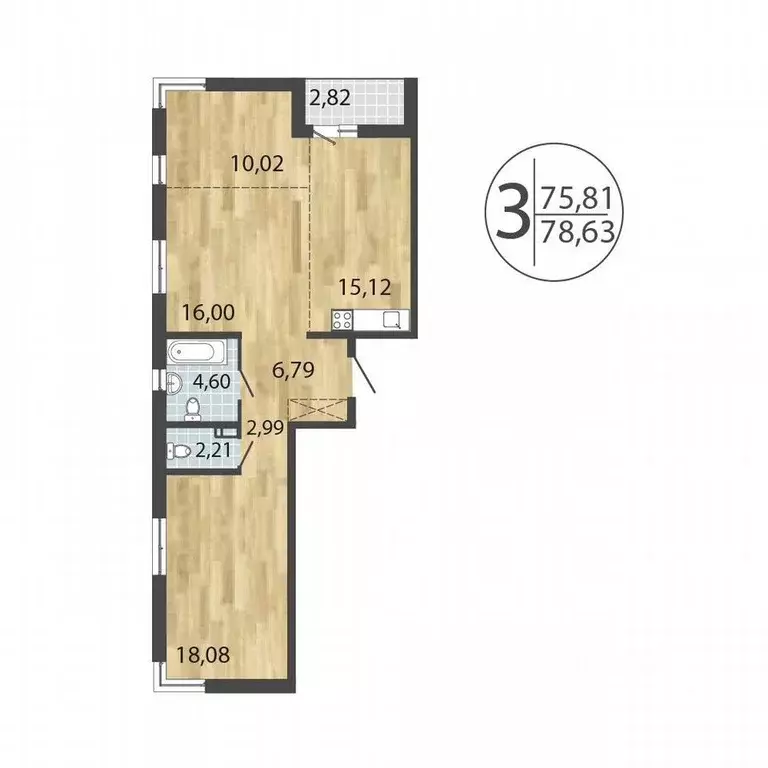 3-к кв. Иркутская область, Иркутск Лермонтов парк жилой комплекс (78.0 ... - Фото 1