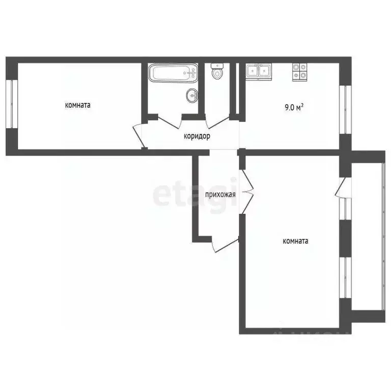 2-к кв. Ямало-Ненецкий АО, Новый Уренгой Дружба мкр, 4/1 (52.6 м) - Фото 2