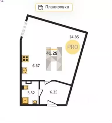 Студия Крым, Сакский район, с. Фрунзе ул. Мира, 27А (41.0 м) - Фото 1