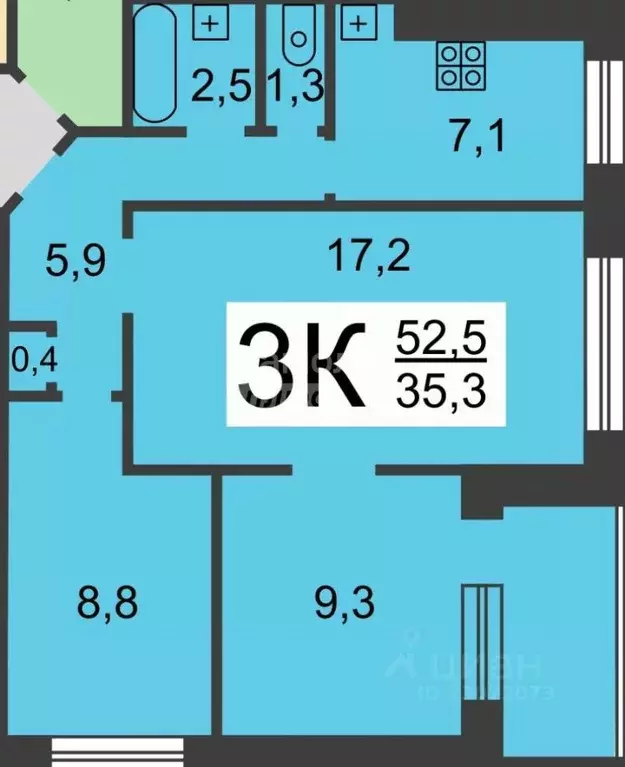 3-к кв. Нижегородская область, Нижний Новгород ул. Адмирала Васюнина, ... - Фото 2