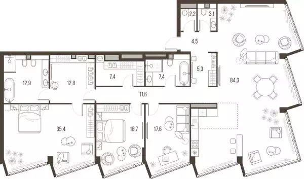 4-комнатная квартира: Москва, Летниковская улица, 11к1 (223.2 м) - Фото 2