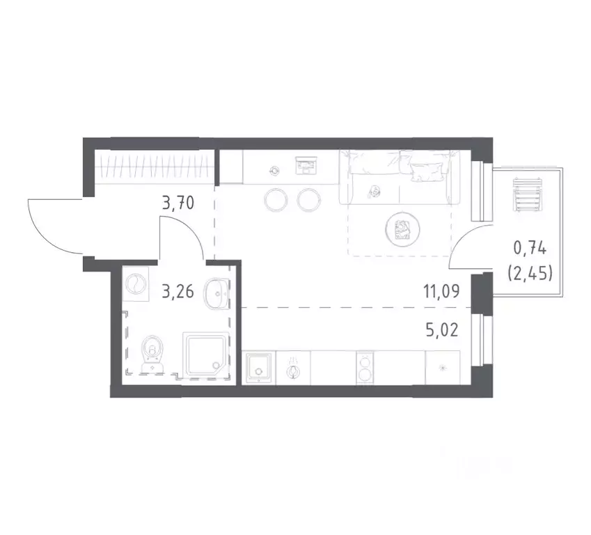 Студия Башкортостан, Уфа Дема жилрайон, Новая Дема жилой комплекс, ... - Фото 1