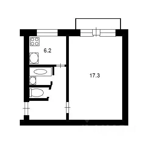 1-к кв. Тверская область, Тверь ул. Новикова, 19 (37.0 м) - Фото 1